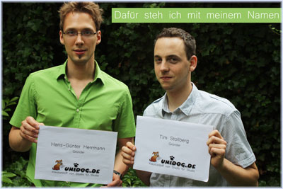 Die Gründer stehen mit Ihrem Namen und Ihrem Ruf für die Geld-Zurück-Garantie ein.